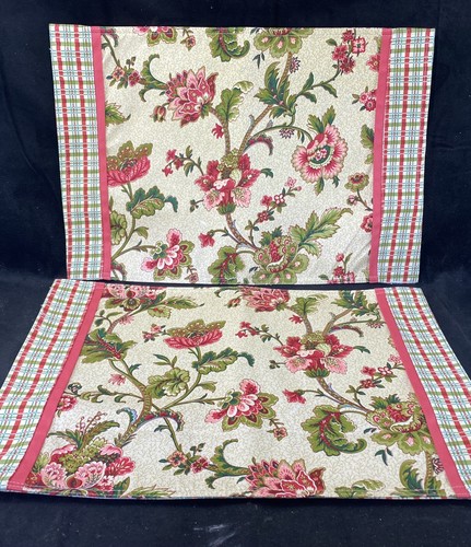 Set of 2 Floral And Plaid Waverly Reversible Placemats May Medley