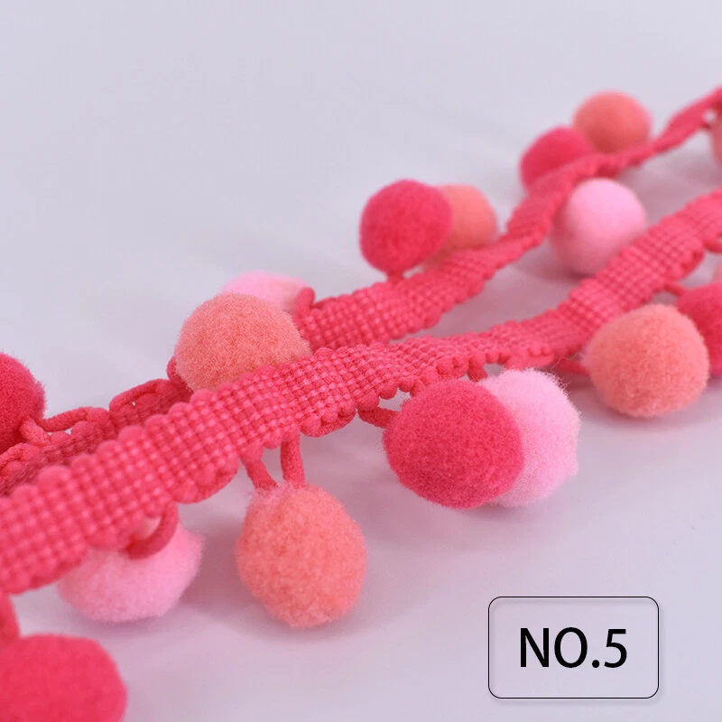 3 Yard Colorful Tassel Trim Fringe Pom Balls Ribbon Fabric Sewing Band DIY Craft - Image 4 of 4