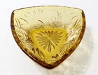 Candy Nut Dish Retro Mid Century Glass Amber Pinwheel 6-3/4” Triangle Vintage