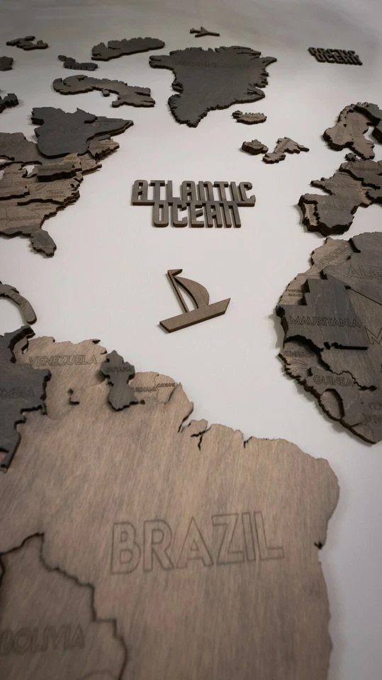 3D WORLD MAP WOOD WALL DECORATION, Wooden Decor ,Home Decor Maps Wall Hangings - Image 3 of 4