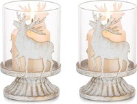 Weihnachts Kerzenhalter Set Rentier Hirsch Vintage Deko