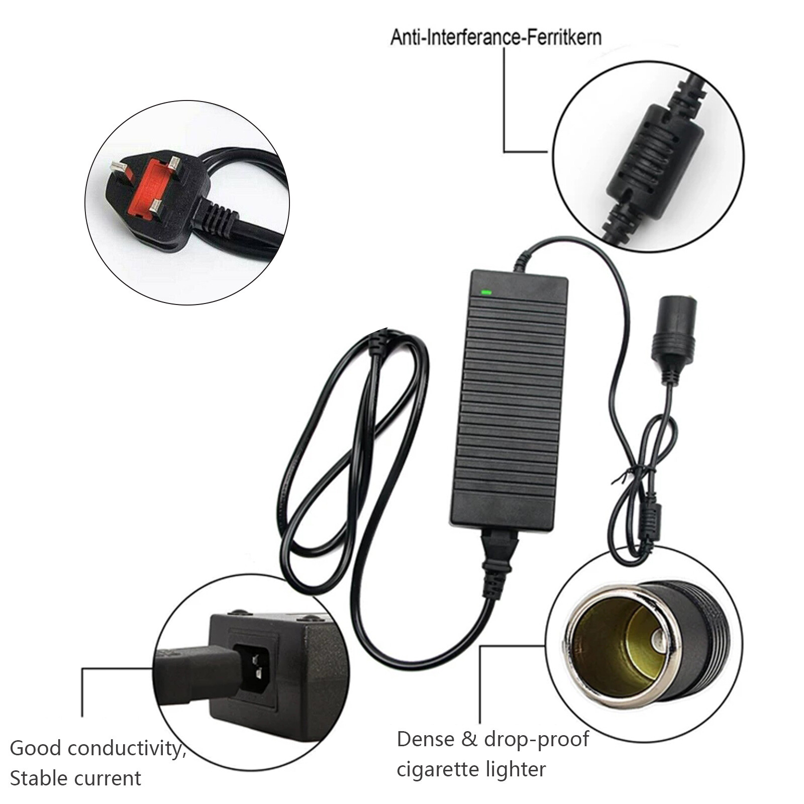 240V Mains To 12V DC Cigarette Lighter Voltage Converter Power Adapter 10A 120W eBay