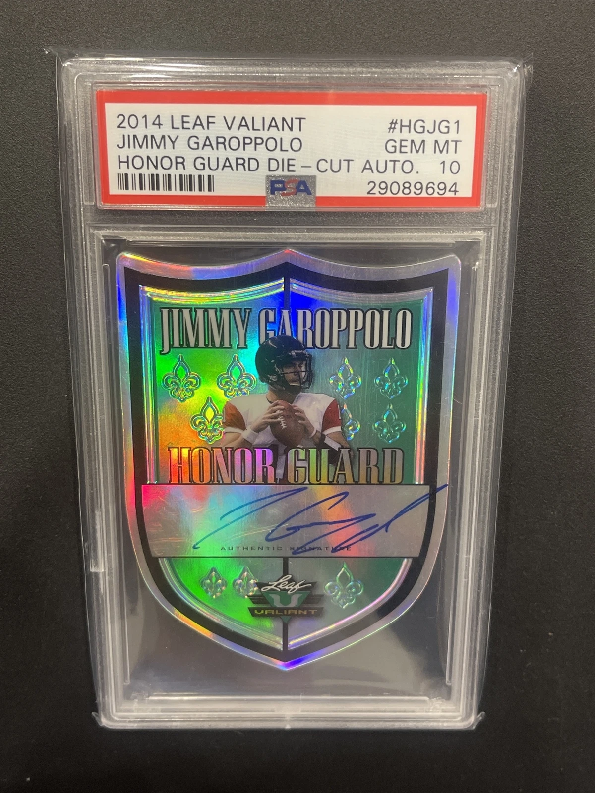 Jimmy Garoppolo Leaf Valiant Honor Guard Die-Cut Autograph #HGJG1 Base
