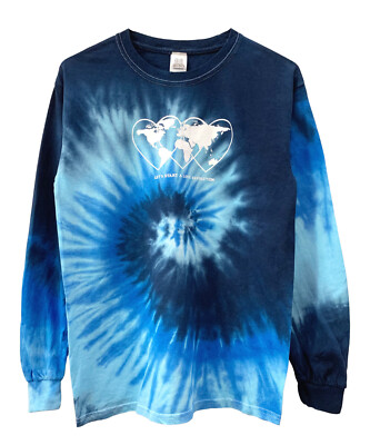 Love Revolution Ocean Blue Tie-Dye Graphic Long Sleeve Unisex Tee