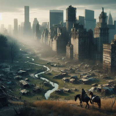Post Apocalyptic American City New York Central Park Shanty Horses ...
