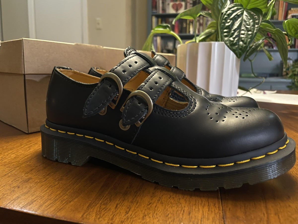 Doc Martens 12916 Mary Jane Black Leather Shoes w/Double