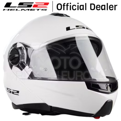 CASCO MODULARE APRIBILE LS2 STROBE FF325 BIANCO LUCIDO WHITE GLOSS TAGLIA