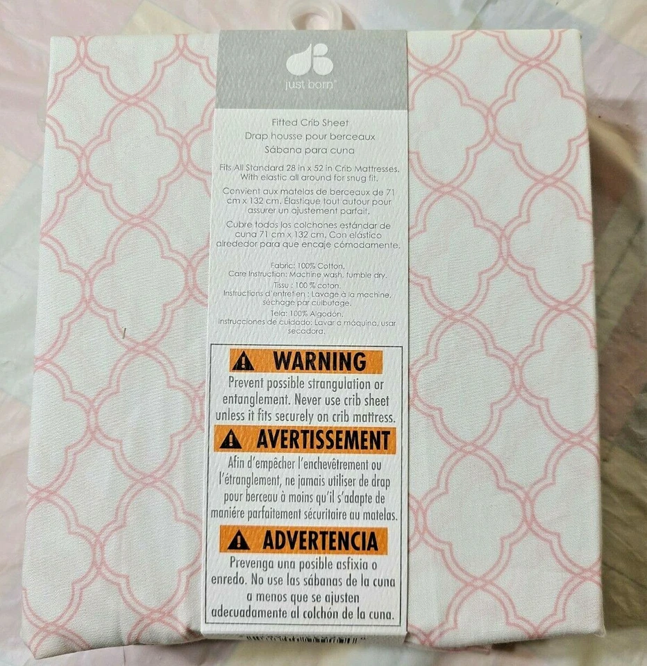 Just Born® Dream Trellis Fitted Crib Sheet in Pink Absract - Image 2 of 3