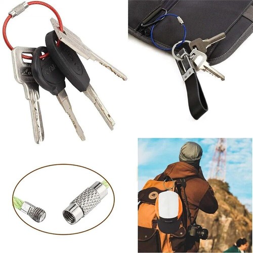 20x Stainless Steel Wire Keychain Cable Key Ring Luggage Tags Loop w/ Screw Lock - Picture 18 of 48