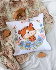 DIY Counted Cross Stitch Pillow Kit Tiger cub 30x30cm tapestry cushion kit