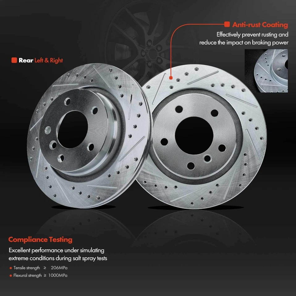 Тормозные диски с прорезями и отверстиями для BMW E46 325Ci 328Ci 323i 323Ci задние левая и правая - Изображение 2 из 4