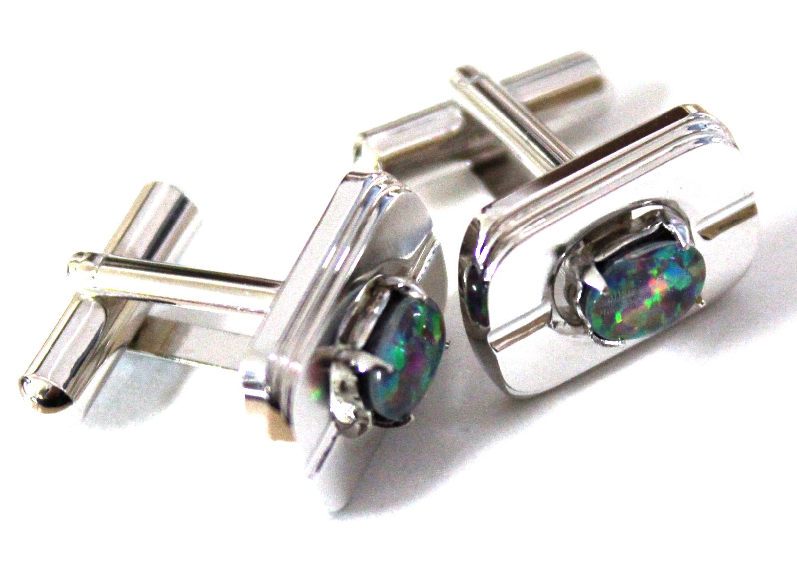 Men's Natural Opal Cufflink Good Gift For Father Boyfriend Free Jewellery Box