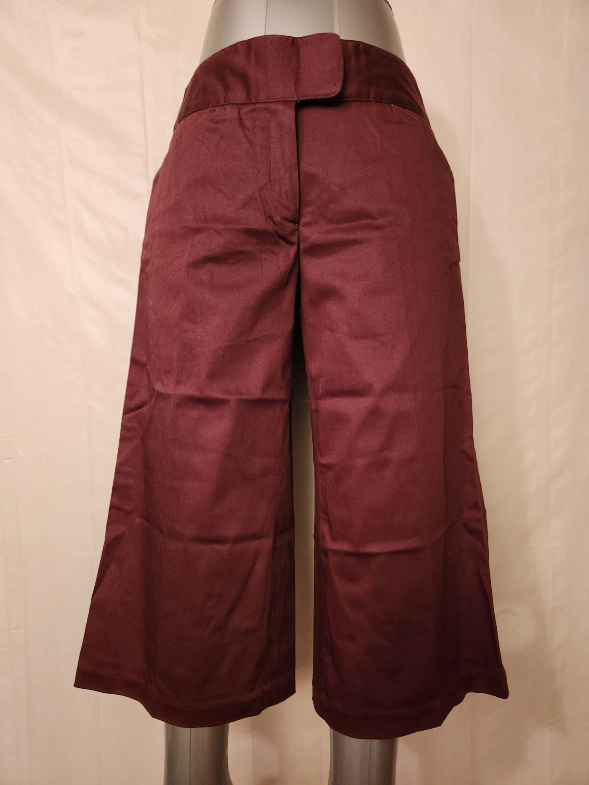 Studio M Womans Dark Brown Wide Leg Capri Crop Pants Size Medium