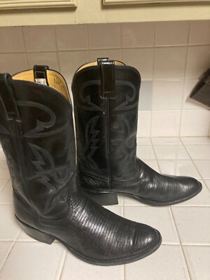 ARMANDO'S RAYMONDVILLE TX BLACK LIZARD LEATHER COWBOY WESTERN BOOTS 9 D