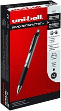 65870 Uni-Ball Signo Gel 207 Impact RT, Bold 1.0mm, Black Ink, Box of 12 Pens