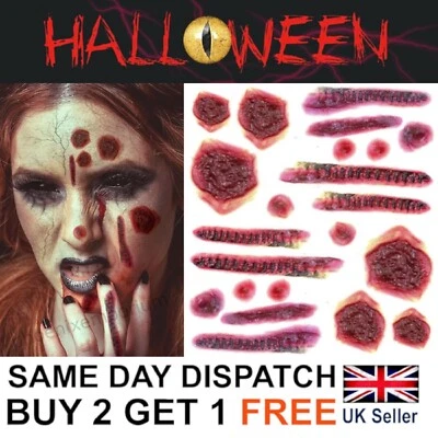 Halloween Zombie Scars Tattoos Fake Burns Blisters Boils Wound FX Face Make Up