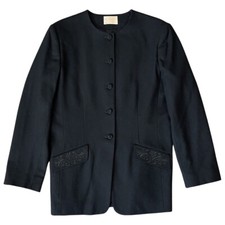 Pendleton Blazer Womans 12 Black Long Sleeved Button Virgin Wool Pocket USA