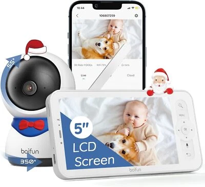 BOIFUN Babyphone mit Kamera 1080P PTZ Akku Temperatur Automatische Verfolgung