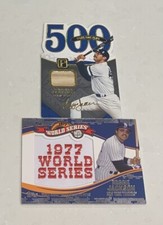 Reggie Jackson Yankees 500 HR Club Bat /49- 1977 World Series Patch (2) Card Lot