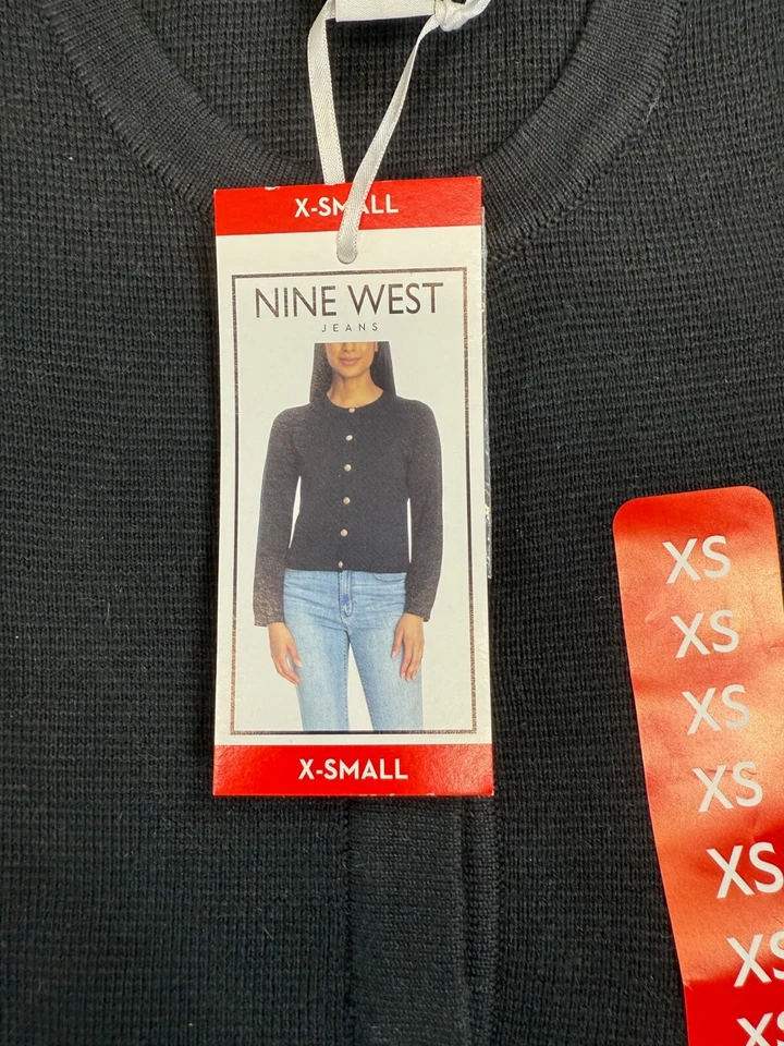 Cárdigan Suéter Nine West Para Mujer XSmall Negro Primavera Relajado Elegante Elegante Elegante Foto 3 de 4