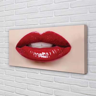Tulup Leinwandbild 120x60 Wandkunst rote Lippen