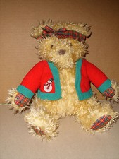 12" Hallmark Merrily Bear Holiday Christmas Stuffed Plush w/ Red Green Jacket