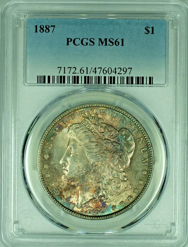 1887 Morgan Silver Dollar Toned PCGS MS 61+ 47