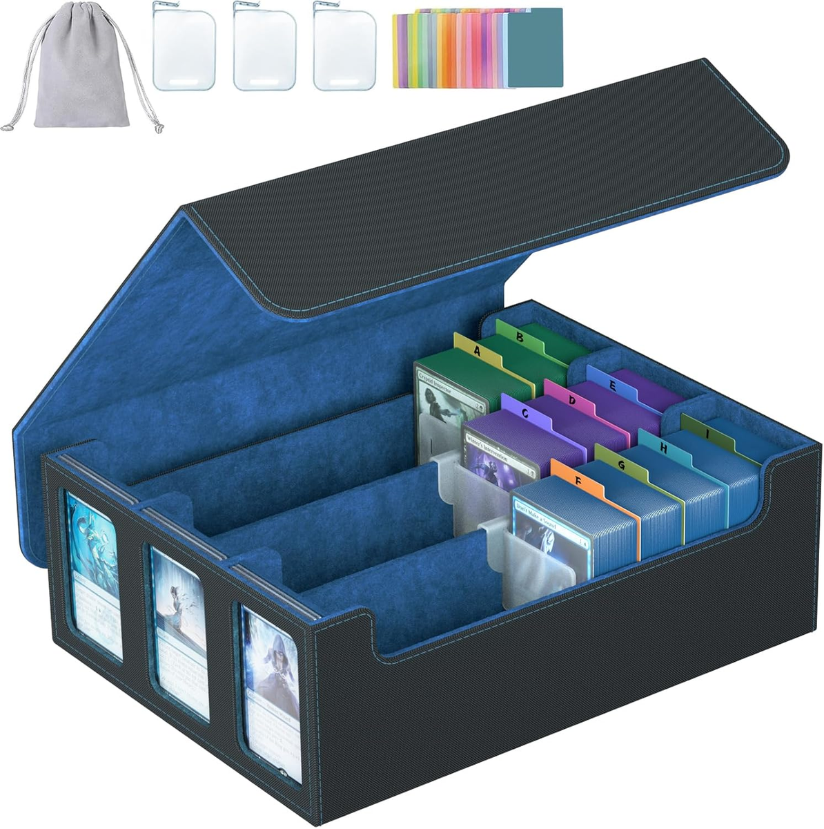 mtg bulk card storage 3-Row Trading Card Storage Box, Bulk Cards Case for 2400+ Mtg Tcg Magic  Playing