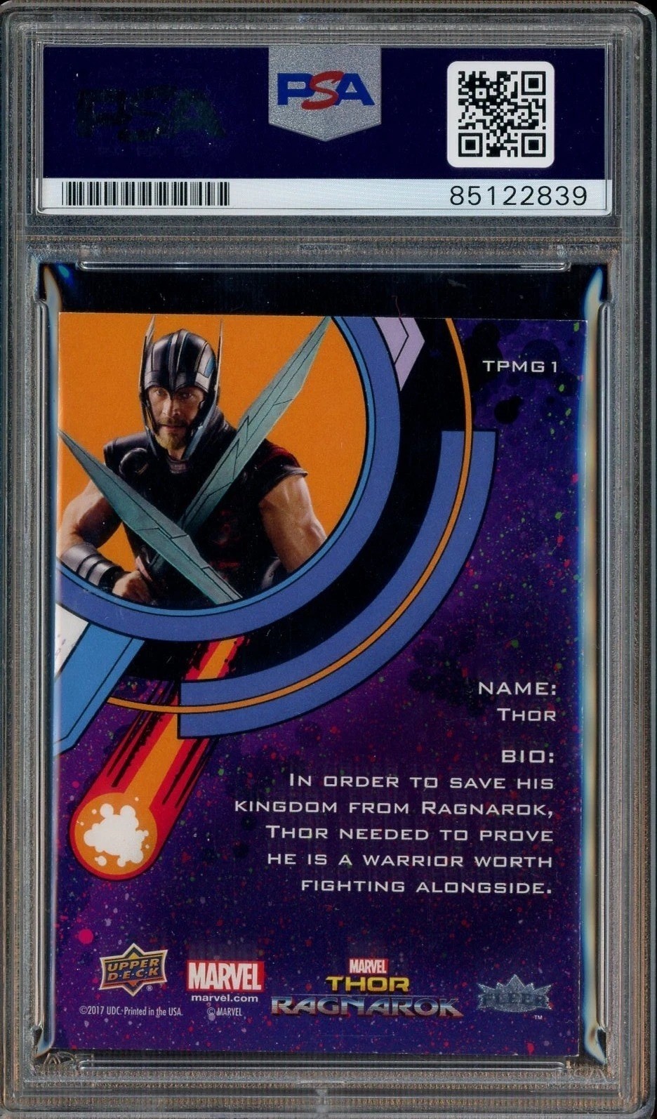 Chris Hemsworth Signed Auto 2017 Marvel Metal PMG Purple TPMG1 Thor PSA DNA view 2