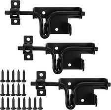 3-Pack Heavy Duty Slide Bolt Gate Latches Black Padlock Hole
