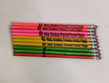 Vintage Smokey The Bear Lot of 10 Unsharpened Pencils Prevent Forest Fires 