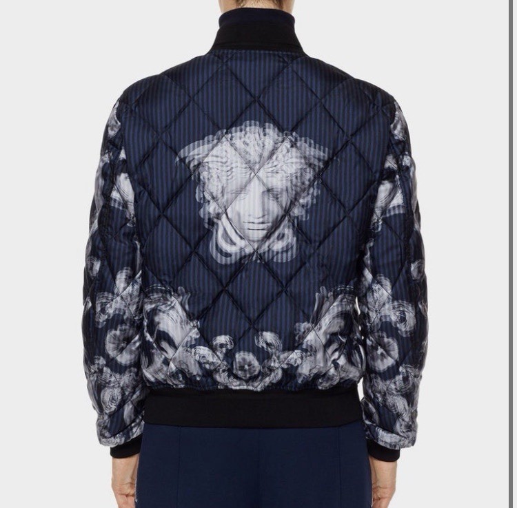 Versace Baroque Pattern Bomber Jacket Blue White … - image 2