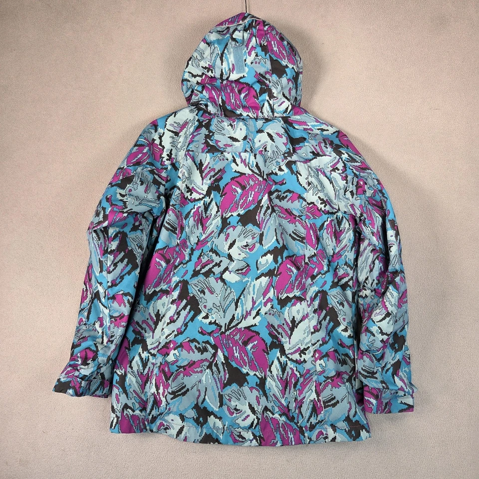 Columbia 青少年夹克大号紫色蓝色交汇服装连帽绝缘 — 第 2/4 张图片