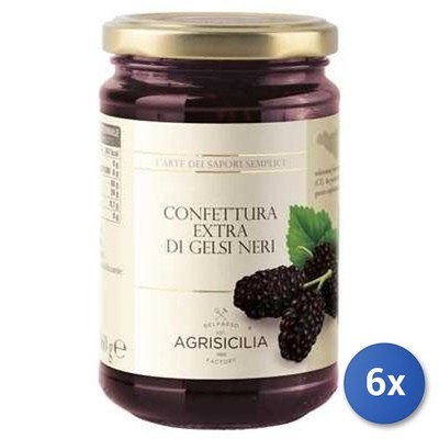 6X Multipack Agrisicilia Extra Black Mulberry Jam Gr.360