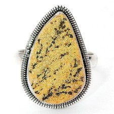 Natural Psilomelane Dendrite German 925 Sterling Silver Ring Jewelry Sz 9