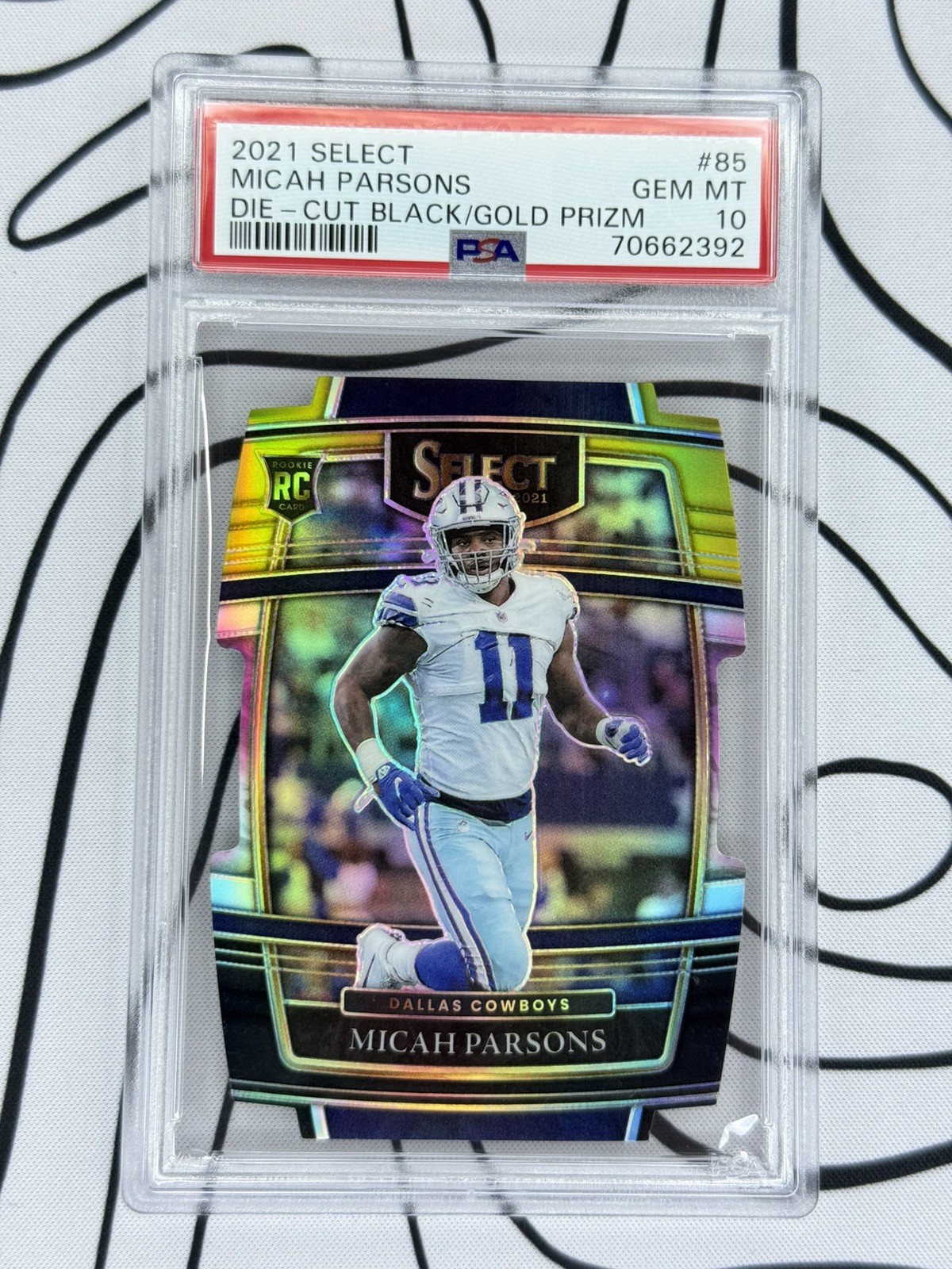 Micah Parsons 2021 Select Die-Cut Black Gold Prizm Concourse RC #85 PSA 10