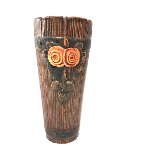 Antique Weller Woodrose Wall Pocket Vase Arts Crafts Art Pottery Ohio USA