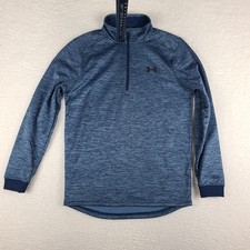 Under Armour Sweater Mens Small Navy Heathered Loose Coldgear Performance Tech