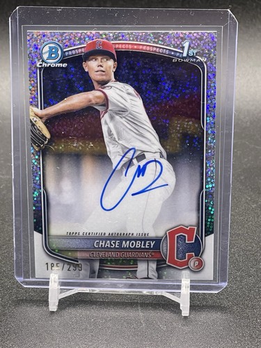 CHASE MOBLEY 2025 Bowman Chrome 1ST Auto Speckle Refractor #185/299 Guardians