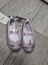 George toddler girls' Pink Glittery ballet flats Featuring A Unicorn Design. NEW