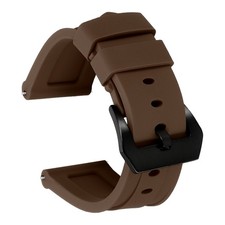 Silicone Watch Bands 24mm Soft Watch Band with Black Buckle, Brown