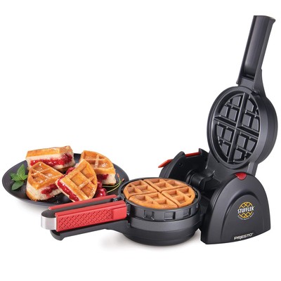 Large Black Stuffed Waffle Maker for Belgian Waffles Sweet or Savory Treats