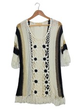DI&A DIAMANT ANGEL Damen Häkel Tunika Strickkleid Fransen Gr. L Boho