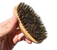 Mens Boar Bristle Beard Brush Soft Mustache Grooming Brush Wooden Handle Pocket
