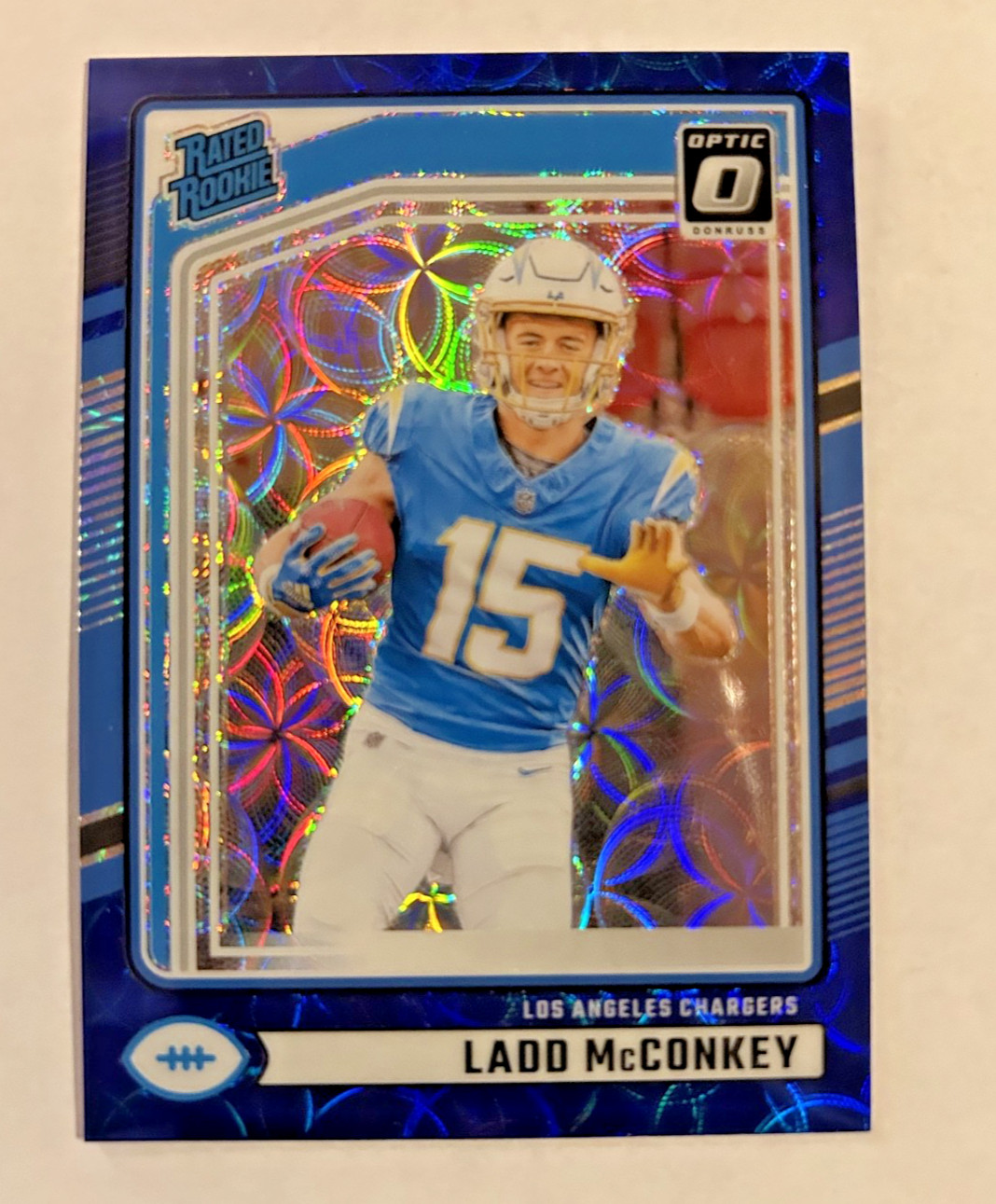2024 Panini Donruss Optic - Rated Rookie Ladd McConkey #266 Blue Scope Prizm...