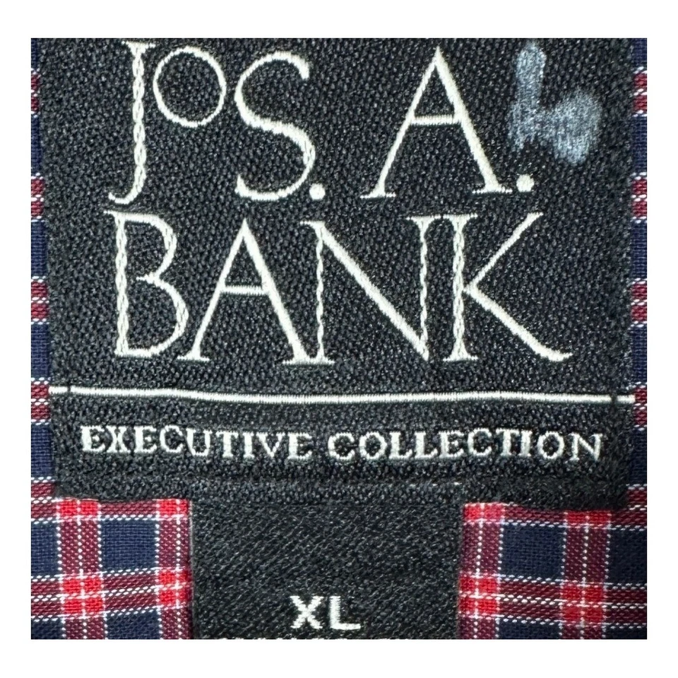 Jos A Bank Shirt Button Down Mens XL Red Blue Plaid Executive Collection Pocket - Image 4 of 4