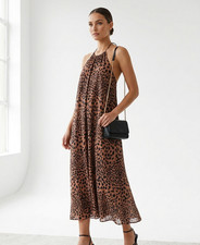 Zimmermann Sundown Animal Print Halter Midi Dress Size 0 Au 8 Us 4 Brown Leopard
