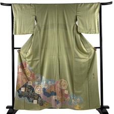 Colored Tomesode Kimono Green Silk M Used
