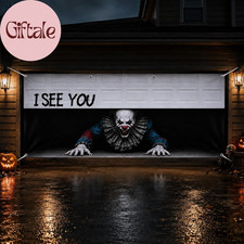 Halloween Garage Door Cover 7 X 16 Ft, Creepy Clown Banner