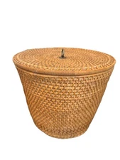 vintage oriental wicker basket  for teapot
